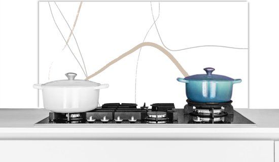 KitchenYeah Spatscherm keuken - Abstract - Line art - Minimalisme - Spatwand - 100x50 cm - Achterwand keuken - Spatscherm
