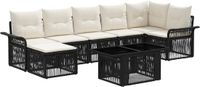 vidaXL Tuinbank Set 8 stuks Zwart en Crème Wit Polyrattan