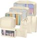 Ibenzoa® Set de valises étendu organisateur avec 8 compartiments - Beige neutre