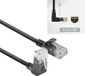 ACT Zwarte 0,15 meter U/UTP CAT6A LSZH slimline patchkabel met RJ45 connectoren, recht naar 90° haaks boven