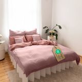 LILIMAUS Dekbedovertrek 200x200 cm avec 2 taies d'oreiller 80x80 cm - coton mousseline - rose et rose poudré