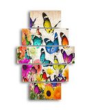 Homemania Wandafbeelding, vlinders, 5 dieren per woonkamer, meerkleurig, 95 x 0,3 x 60 cm, HM205MDF268, MDF