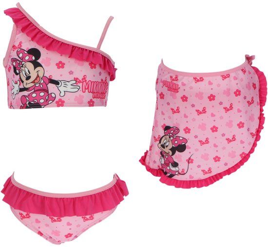 4KidsOnly Minnie Mouse Bikini met Sarong - Maat 104/110 - Roze