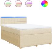 vidaXL Boxspring met matras Crème 140x200 cm Stof