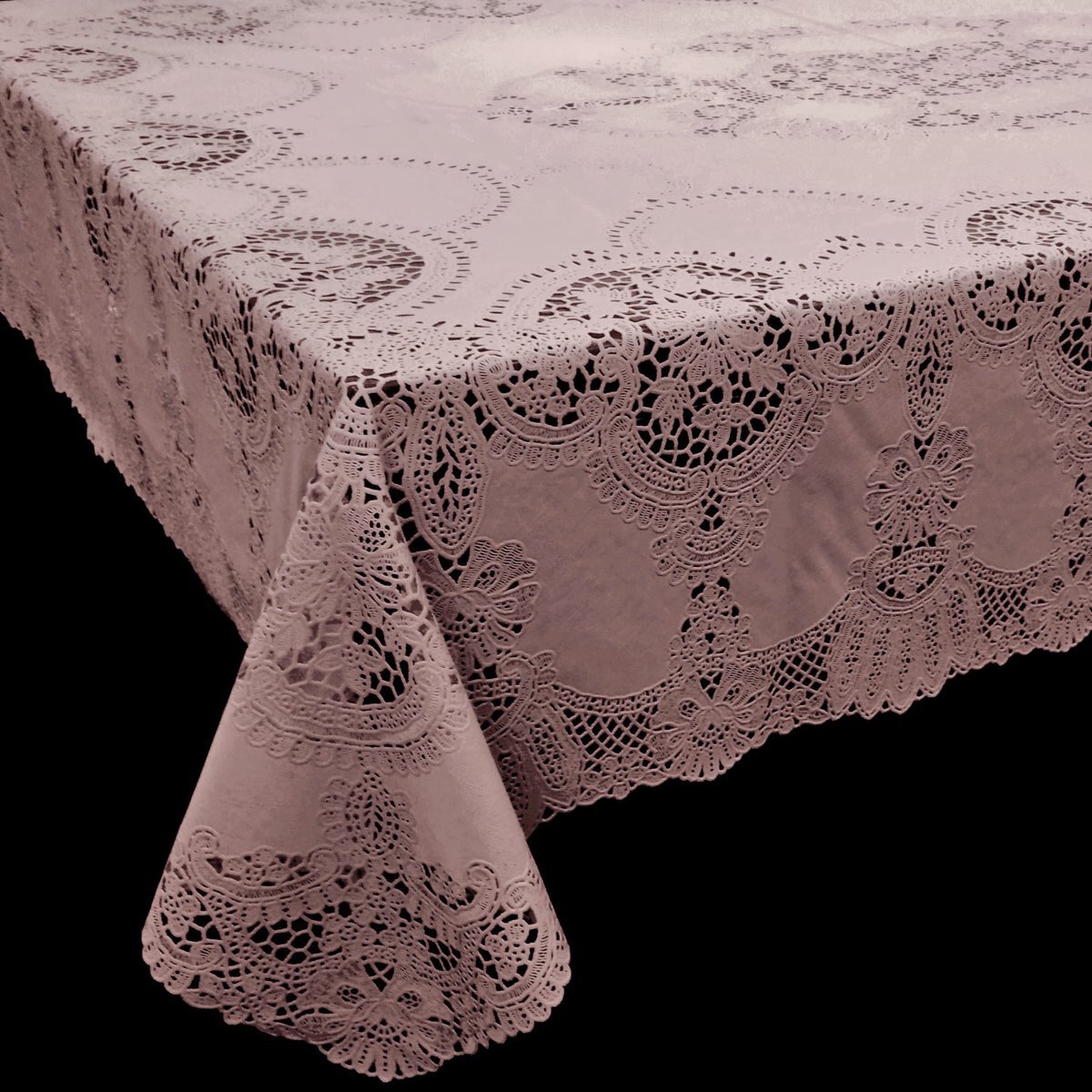 Unique Living Tafelkleed Vinyl Lace 135x180cm Old Pink