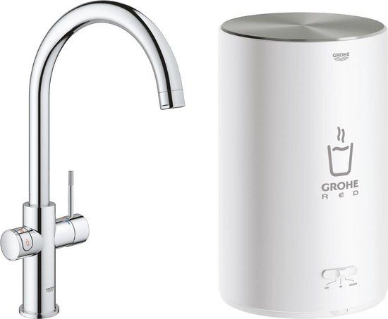 GROHE Red Compact 3 in 1 Kokendwaterkraan - C-uitloop - 4L boiler - Chroom