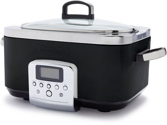 Greenpan Slow Cooker, 6 liter, PFAS-vrij, zwart