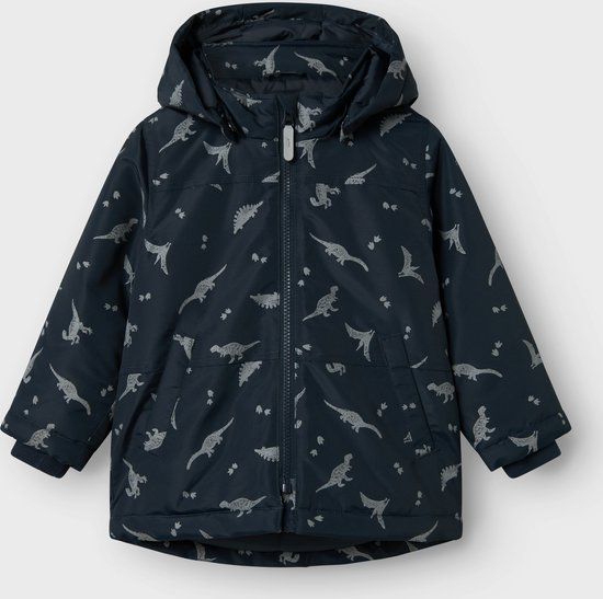 NAME IT Jongens Buitenjas NMMMAX PA JACKET REF AOP NOOS - Maat 104 - Polyester - Donkerblauw