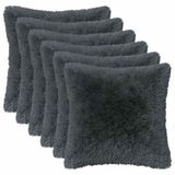 vidaXL - Kussensloop - 6 stuks - Antracietkleurig - 50 x 50 cm - Katoensatijn