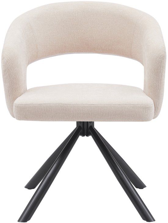 DÉJA Living Eetkamerstoel Elle - Stof/Metaal - Beige - Set van 2