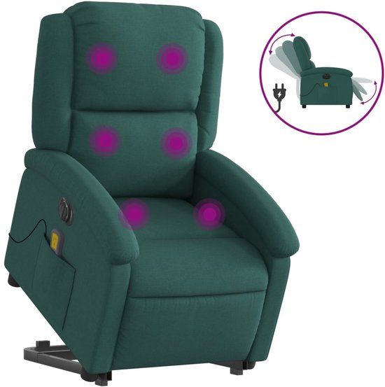 vidaXL Sta-op-massagestoel elektrisch verstelbaar stof donkergroen