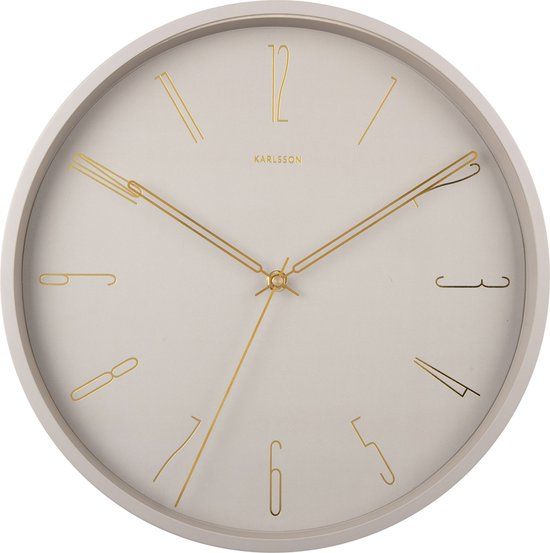 Karlsson Wall Clock Belle Numbers - Metal - Warm Grey - 35 cm