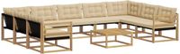 vidaXL Hoek loungeset Wit en Beige Acacia Hout