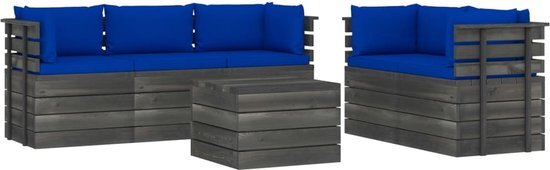 vidaXL 6-delige Loungeset met kussens pallet massief grenenhout