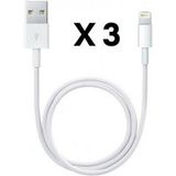 Phonillico® Lot 3 USB Lightning Charger-kabels Wit voor Apple iPhone 5 / 5S / 6 / 6S PLUS / 6S PLUS / 7 / 7 PLUS / 8 / 8 PLUS / XS / XS MAX / XR - USB Data Charger Port Cable Synchronization Data Transfer Measure 1 Meter