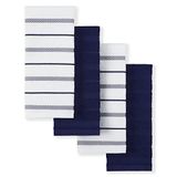 KitchenAid Albany Keukenhanddoeken, 4 stuks, blauw (Cobalt Blue) en wit, 40,6 cm x 66 cm