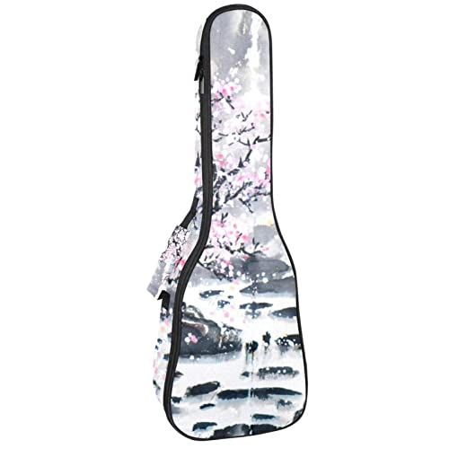 Mersov Tenor Ukulele Gigbag Waterdichte Ukelele Case Gewatteerde Rugzak, Geweldig voor Sopraan Concert (21/23/24") Chinees landschap
