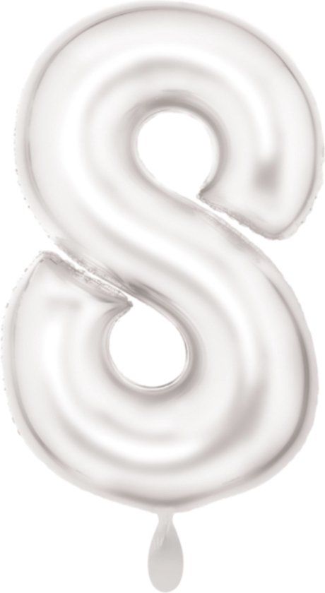 Amscan Riethmüller Europe GmbH Folieballon 86cm Cijfer 8 Silk White