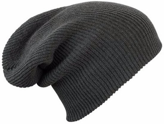 Myrtle Beach Basic beanie muts lang grijs voor dames - wintermuts