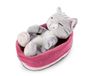 NICI Zachte kat in roze-paars mandje 16 cm - Sleeping Kitties knuffeldieren voor Meisjes, Jongens & Baby's - Pluche knuffeldier katten om mee te spelen, knuffelen & slapen