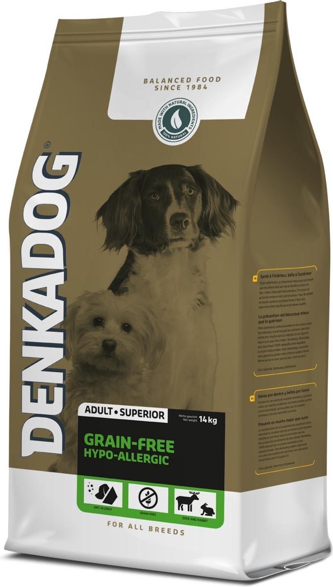 DENKADOG Grain-Free Hypo-Allergic Hert&Konijn&Zoete Aardappel - Hondenvoer - 14 kg