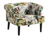 Atlantic Home Collection Charlie fauteuil, armleuningstoel met massief houten poten, fluweel, bloemenpatroon wit, 74 x 86 x 70 cm