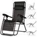 BAKAJI Gravity Zero tuinstoel, relaxstoel, opvouwbaar, ruimtebesparend, stalen buis, 22 mm, kantelbaar, stof van texilene, ademend, zee, strand, zwembad, buitendecoratie (zwart)