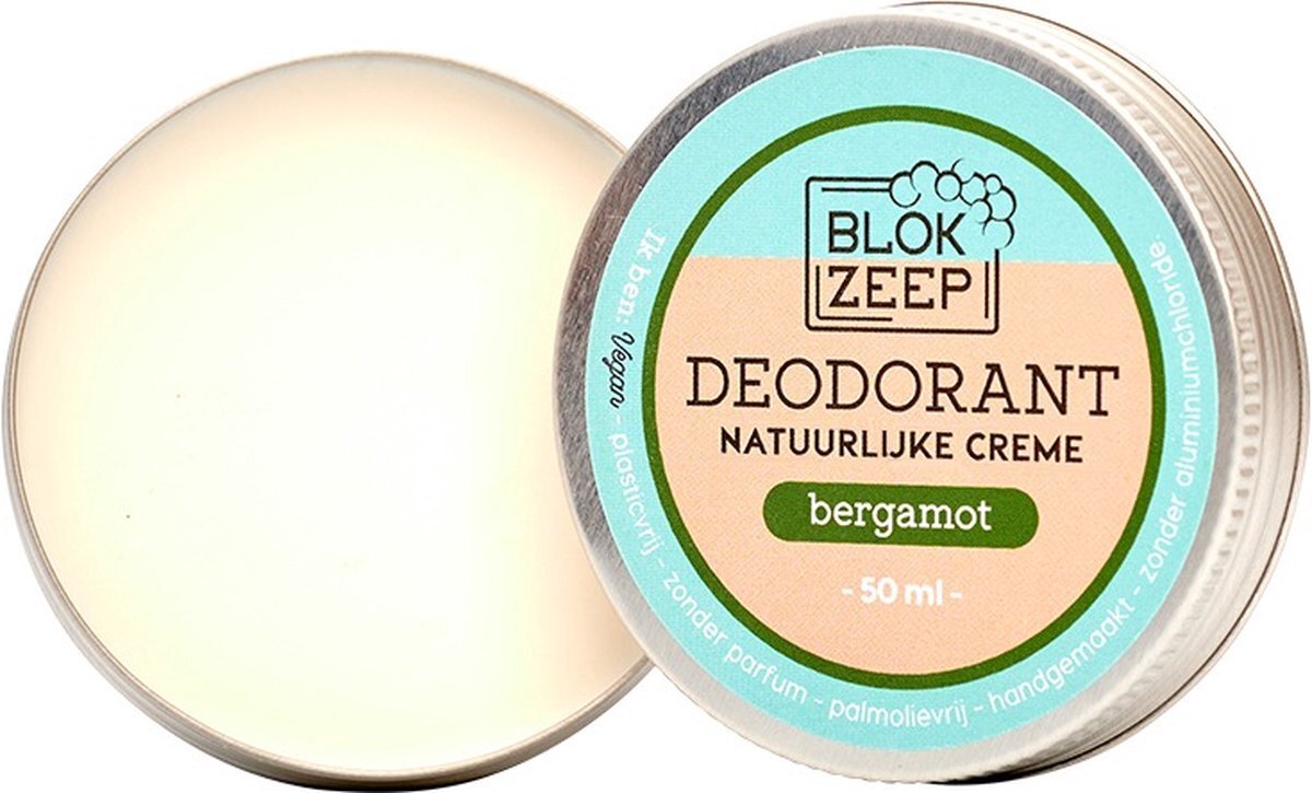 Blokzeep.com Blokzeep - deodorant creme - Bergamot - zonder palmolie - zonder plastic - vegan - dierproefvrij