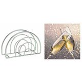 Merkloos / Sans marque Servettenhouder met Nieuwjaars servetten champagneglas goud - 20 stuks
