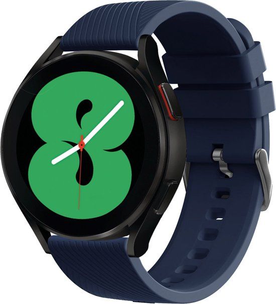 iMoshion Siliconen 20 mm bandje - Donkerblauw - Geschikt voor Samsung Galaxy Watch 6 (Classic) / 5 (Pro) / 4 (Classic) / 3 - Garmin Venu / 2 plus / Sq - Forerunner 245 / 55