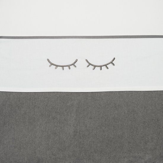 Meyco Baby Sleepy Eyes Ledikant Laken - Grey - 100x150cm - 0.3 TOG - White
