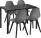 en.casa Eethoek Delft glazen eettafel met 4 stoelen zwart en grijs