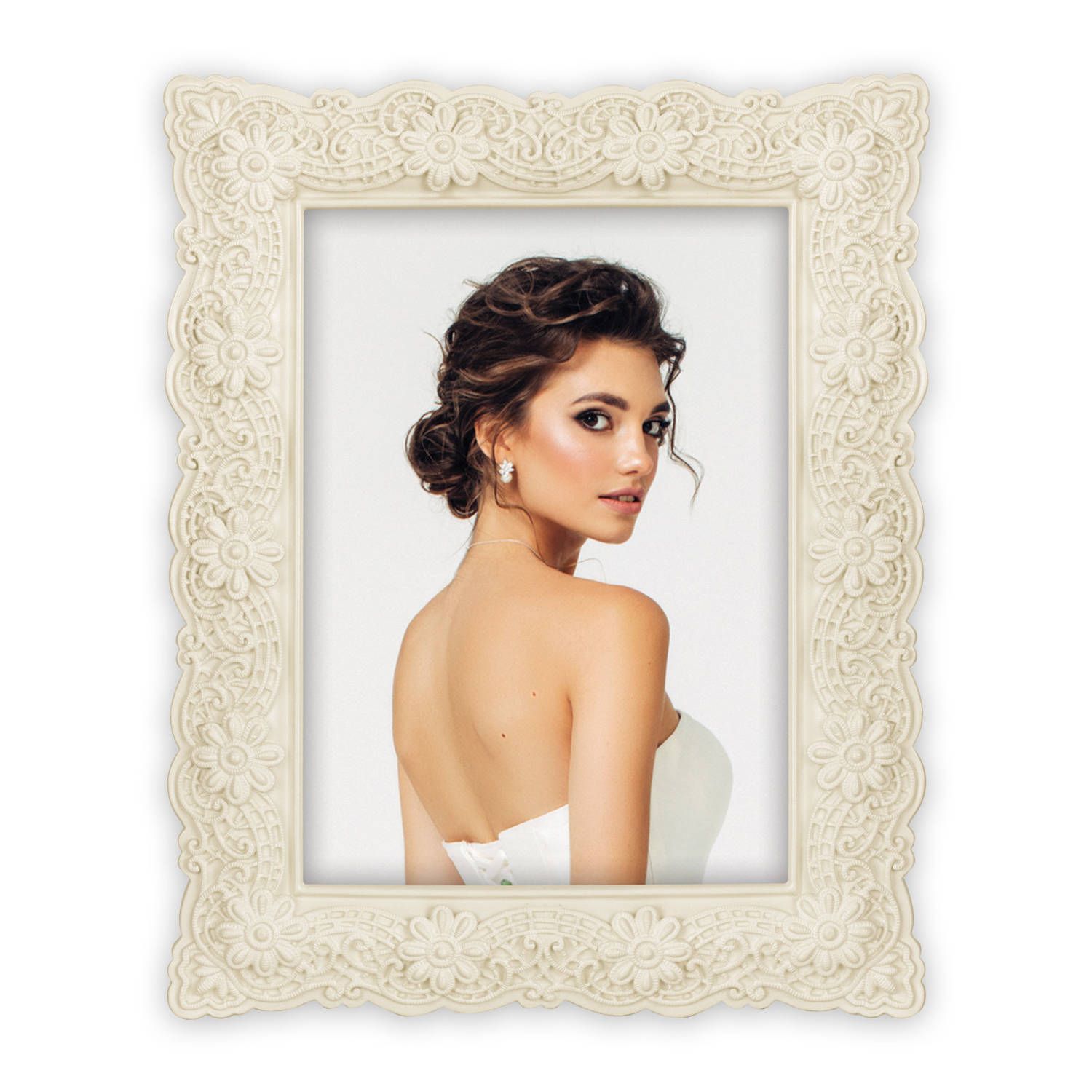 Zep Kunststof fotolijst creme barok met bloemen 20 x 25 cm