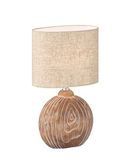 Fischer & Honsel Tobse tafellamp Houtkleur Zandkleurige stoffen en linnen lampenkap L: 23,00 cm, b: 13,00 cm, H: 39,00 cm met koordschakelaar 1 x E14 max. 25 W