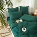 TRANKIELO® - Vert rayé linge de lit 200 x 220 cm - 100% microfibre - Étui de charge inclus 2 taies d'oreiller