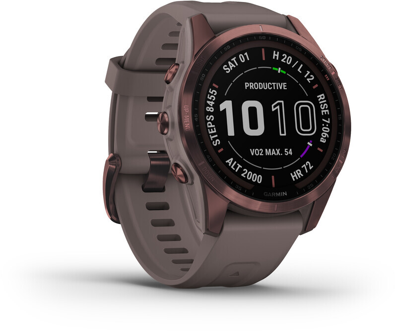 Garmin Fenix 7S Sapphire Solar Smartwatch with QuickFit Watch Band 20mm, grijs/bruin