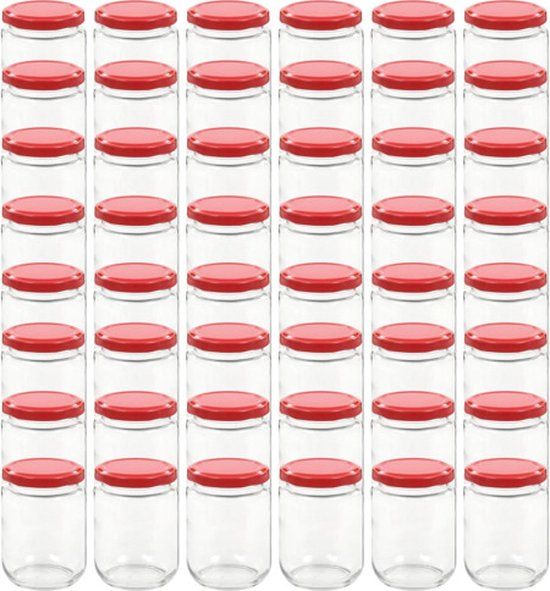 vidaXL Jampotten met rode deksels 48 st 230 ml glas