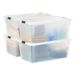 IRIS USA 91 Qt. Plastic opbergcontainer met veilig deksel en vergrendelende gespen, 4 stuks - Helder, duurzaam, stapelbaar, nestbaar, organiserend draagtas, kuip, speelgoed, algemene organisatie,