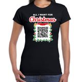 Bellatio Decorations Bellatio Kerst QR code kerstshirt All I want: Stappen zonder QR code dames zwart - Bellatio Christmas sweaters S