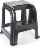 Plasticforte Opstapkrukje - 2 tredes - antraciet - kunststof - 44 x 42 x 45 cm - tot 120 kg