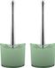 MSV Toiletborstel in houder/wc - 2x - borstel Aveiro - PS kunststof/rvs - groen/zilver - 37 x 14 cm