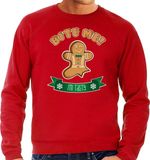 Bellatio Decorations Foute Kersttrui/Sweater Heren - Gingerbread Koekemannetje - Rood - Bite Me M