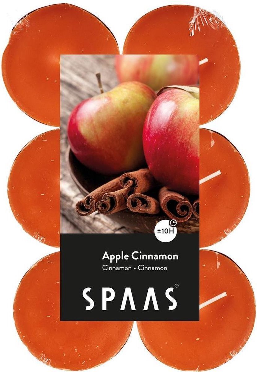 Spaas 12 Maxi Theelichten Geur, ± 10 uur - Apple cinnamon