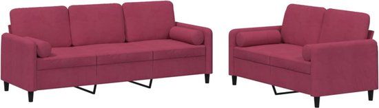 vidaXL 2-delige Loungeset met kussens fluweel wijnrood