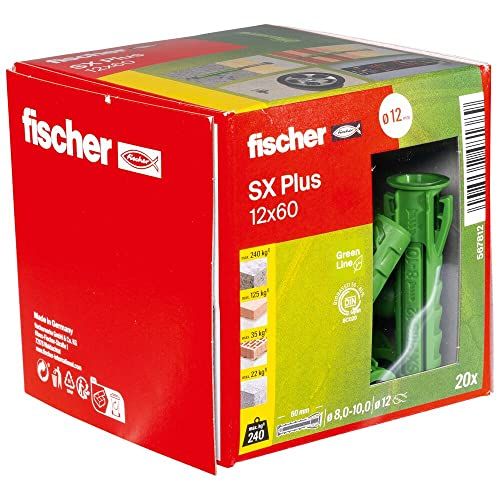 fischer SX Plus Green - 20x Spreidplug - 12 x 60mm - Universeel - Duurzaam