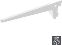Emuca 7908312 plankhoek voor lattenprofiel, eenvoudige boring, doorgang 50 mm, wit, 350 mm, set van 20 stuks