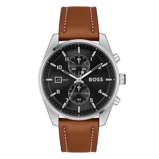 BOSS HB1514161 SKYTRAVELLER Heren Horloge - Chronograaf - Zwart/Zilverkleurig - 44 mm