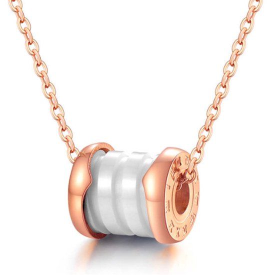 Cilla Jewels ketting Rosegoud Wit Roman Pendant