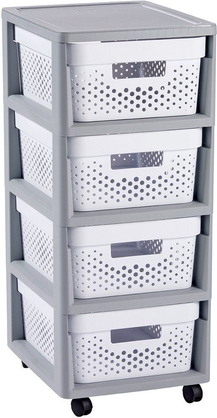 Curver Infinity Ladesysteem Dots - 4x11 L - Wit met Wielen