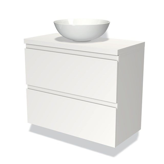 Maxaro Modulo Plato Slim Badkamermeubel 80cm Mat Wit 2 Lades Greeploos